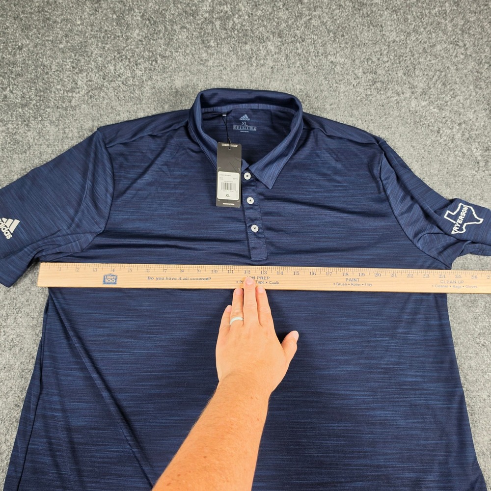 Adidas Polo Shirt Mens XL Navy Striated Golf w/Logo DZ7173 NWT - Picture 4 of 10